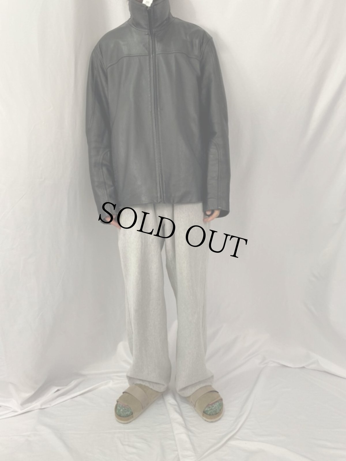 画像2: 90's Calvin Klein レザージャケット ブラック XL (2)