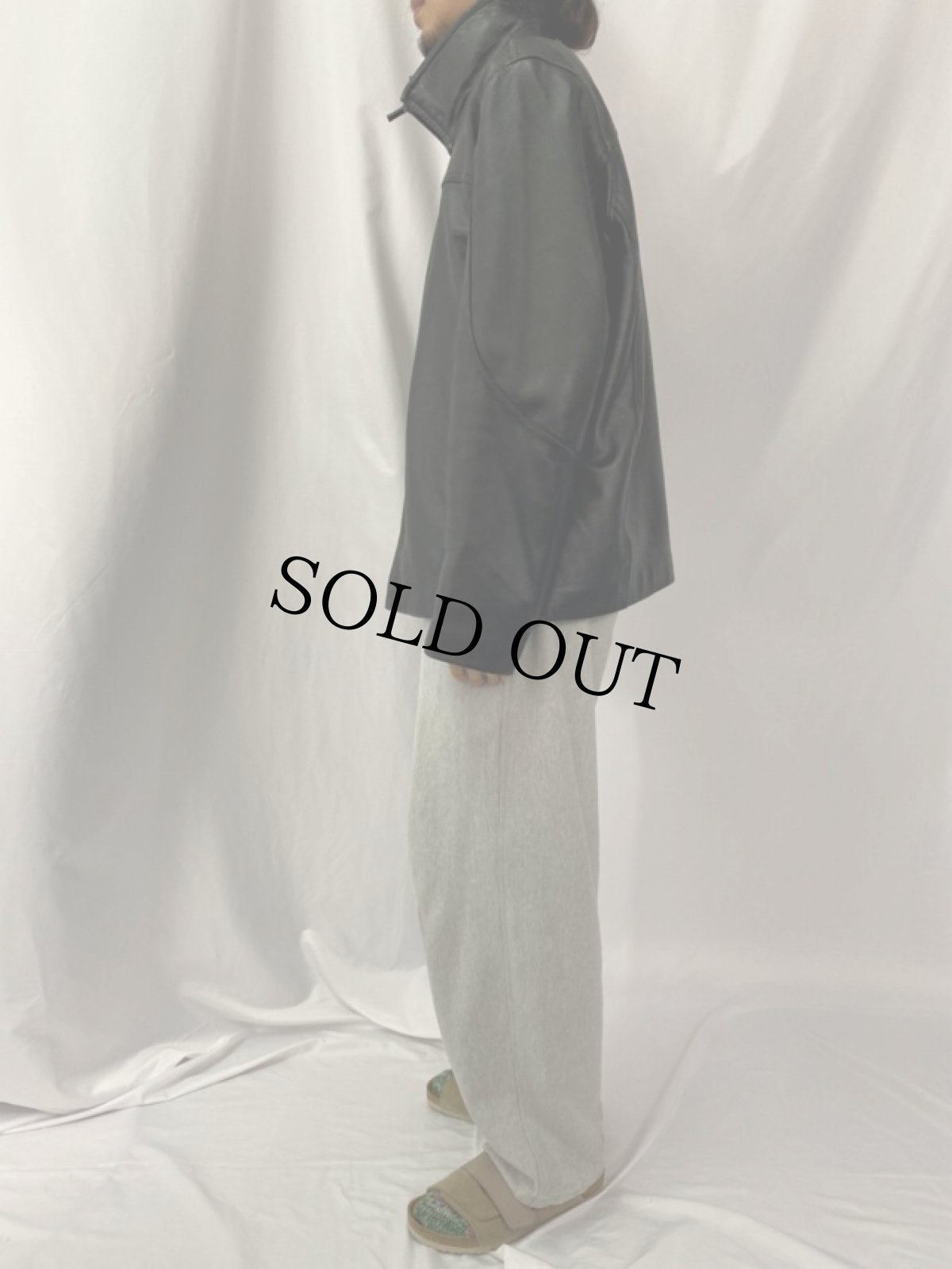 画像3: 90's Calvin Klein レザージャケット ブラック XL (3)