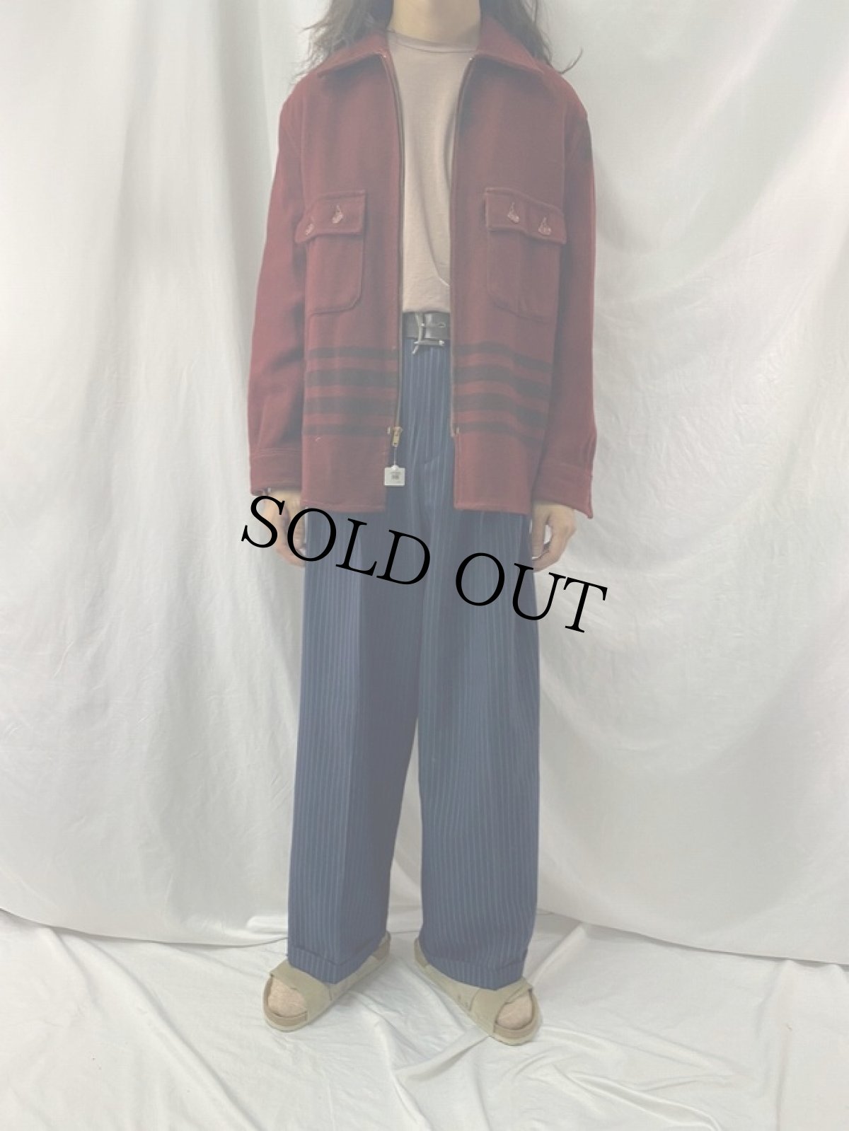 画像2: 40's ボーダー柄 ウールジャケット (2)