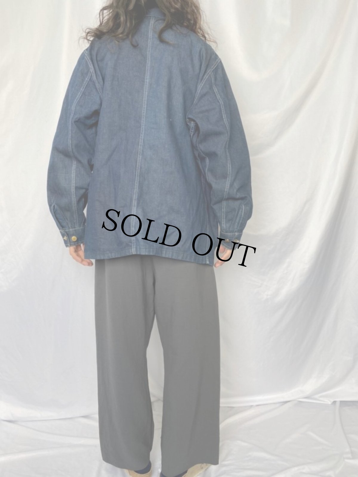 画像4: 60〜70's BIG SMITH 缶バッチ付き デニムカバーオール 44 (4)