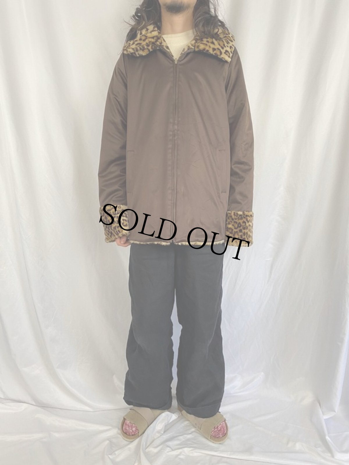 画像6: dennis by dennis basso レオパード柄 リバーシブル フェイクファーコート M (6)