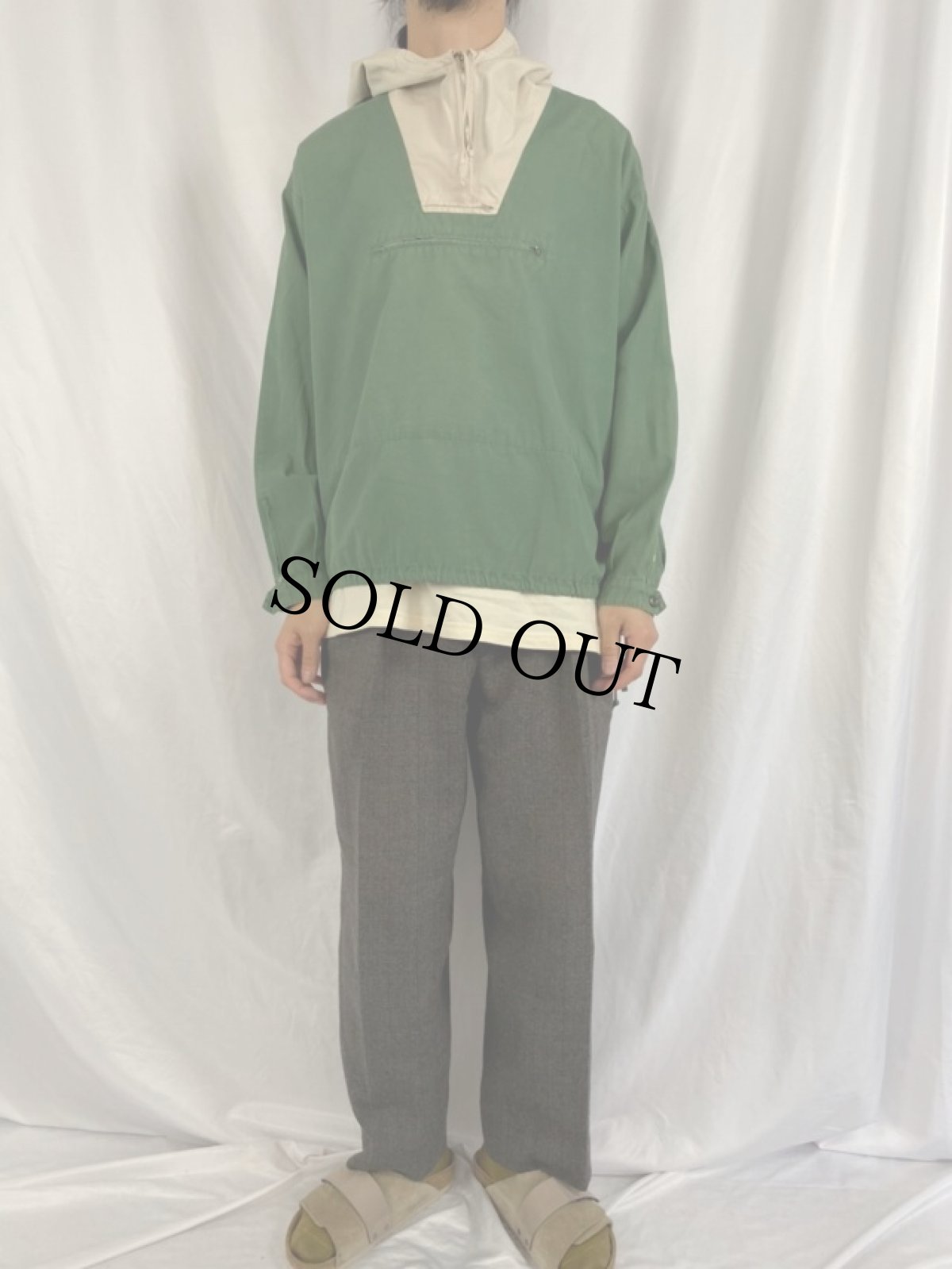 画像2: 90's J.CREW ツートーン コットンアノラックパーカー S (2)