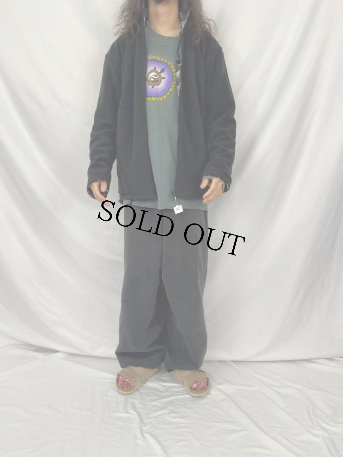 画像6: オオカミ柄 リバーシブルフリースジャケット タグ付き未使用 L (6)