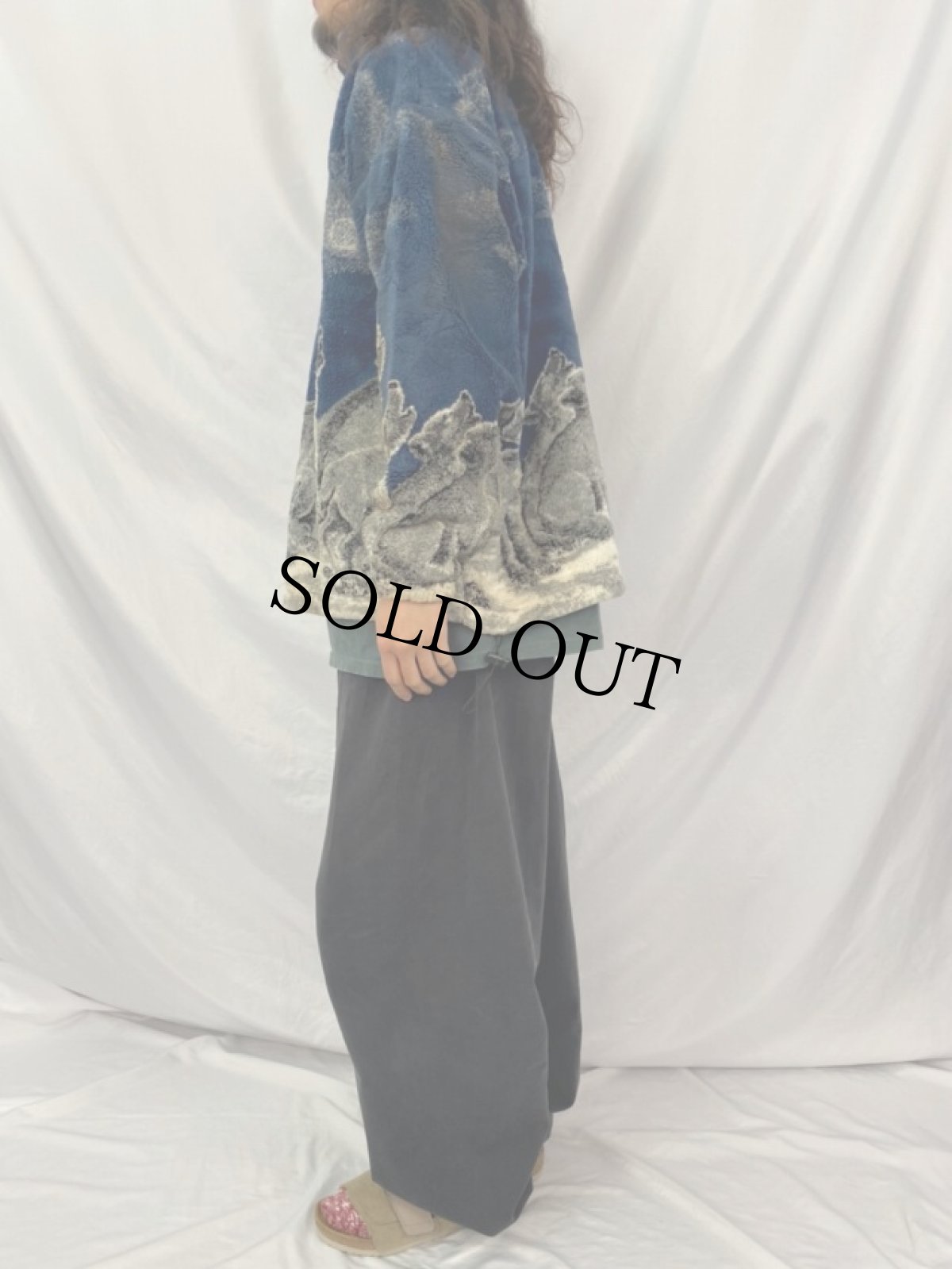 画像3: 90's MAZMANIA USA製 オオカミ柄 フリースジャケット (3)