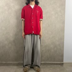 画像3: 50〜60's Air flo チェーン刺繍 ピンボタン レーヨンボーリングシャツ XL (3)
