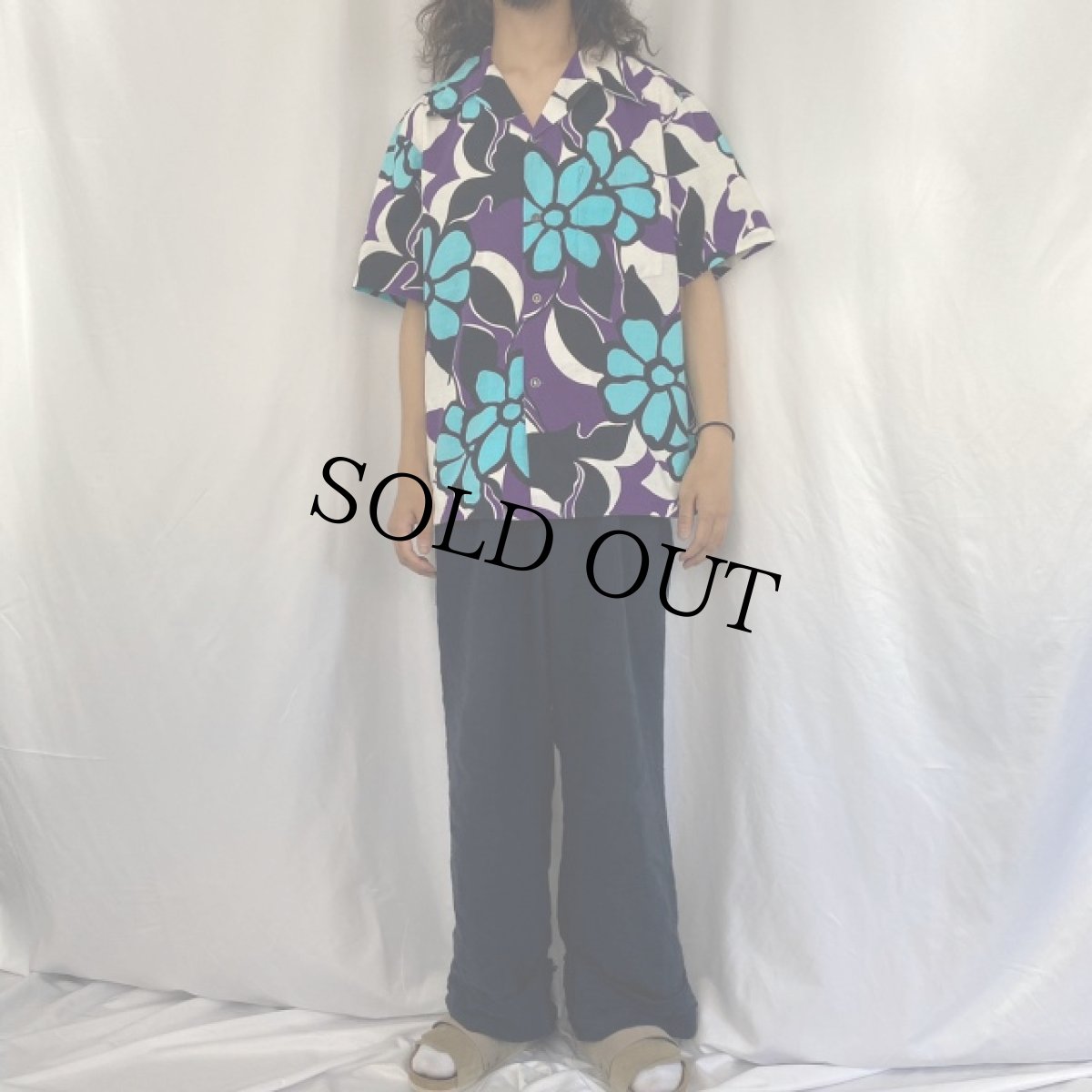 画像2: 70's Ui-Maikai HAWAII製 花柄 コットンアロハシャツ (2)