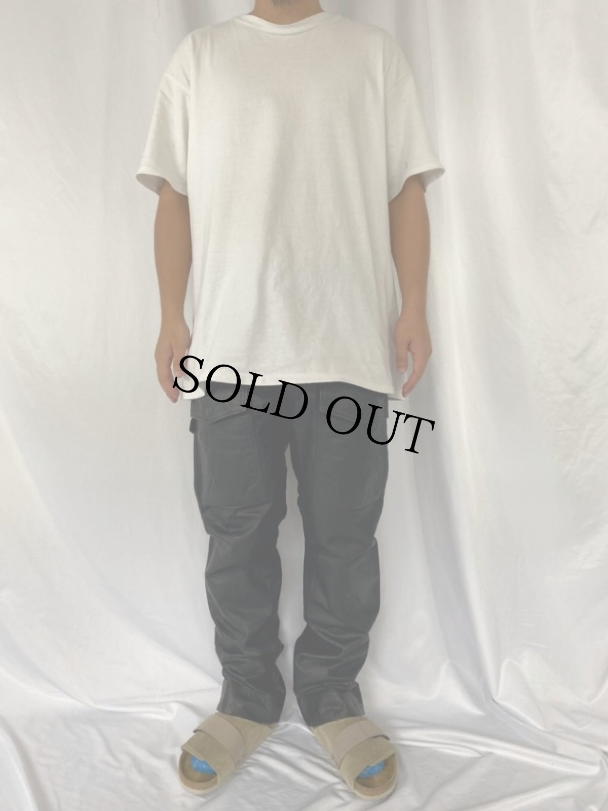 画像2: DKNY レザーカーゴパンツ タグ付き未使用 W35 (2)