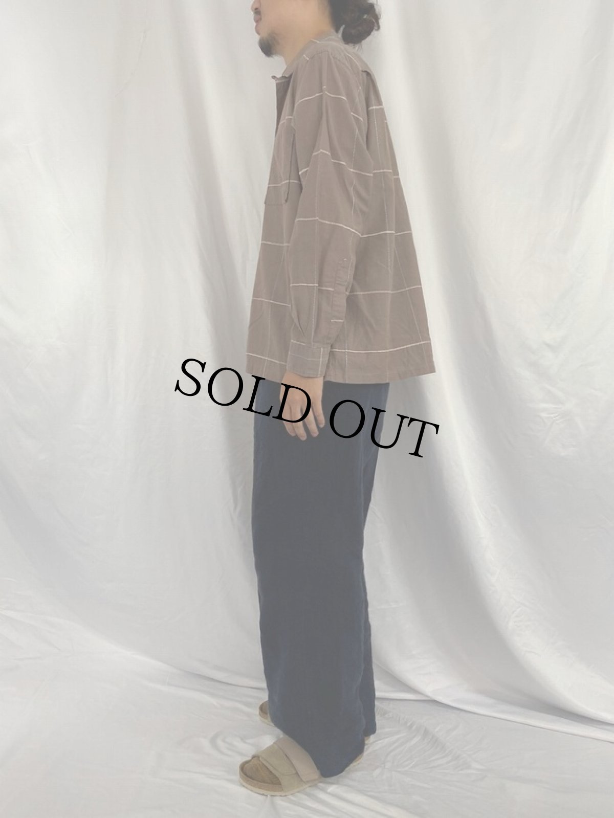 画像3: 50〜60's DEAUVANT チェック柄 オープンカラーシャツ L (3)