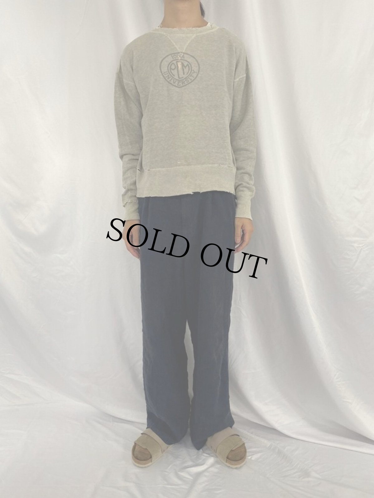 画像2: 50〜60's 前V "IOWA PEM UNIVERSITY"  染み込みプリントスウェット (2)