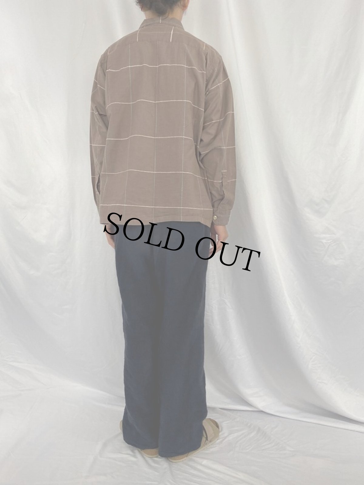 画像4: 50〜60's DEAUVANT チェック柄 オープンカラーシャツ L (4)