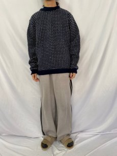 画像2: 〜80's L.L.Bean バーズアイ柄 ニットセーター ネイビー X-LARGE (2)