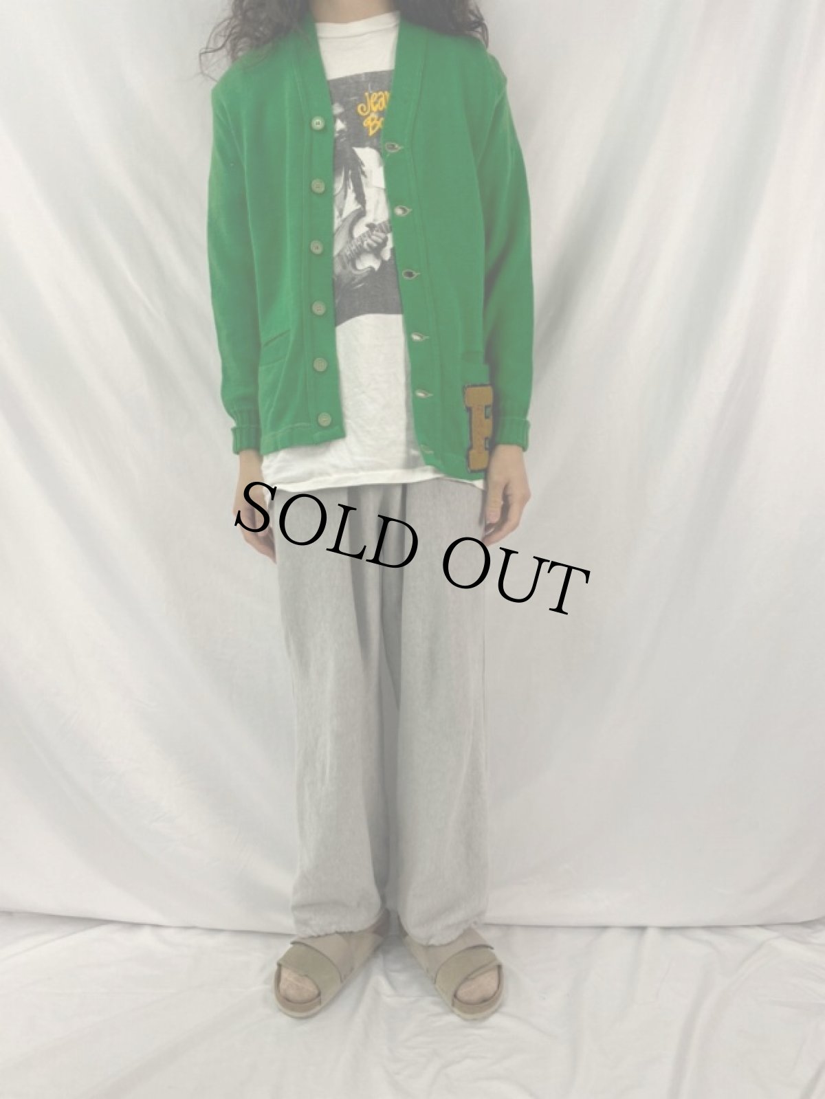 画像2: 40〜50's AJAX パッチ付き レタードニットカーディガン (2)