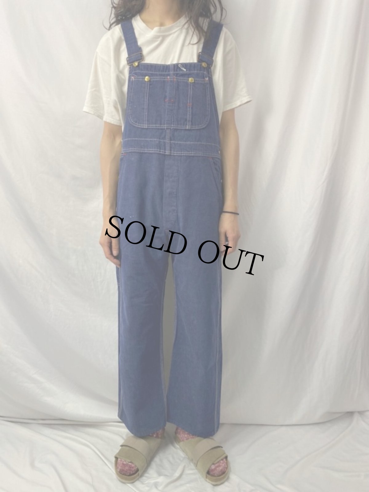 画像2: 60's UNION MADE デニムオーバーオール W40 (2)