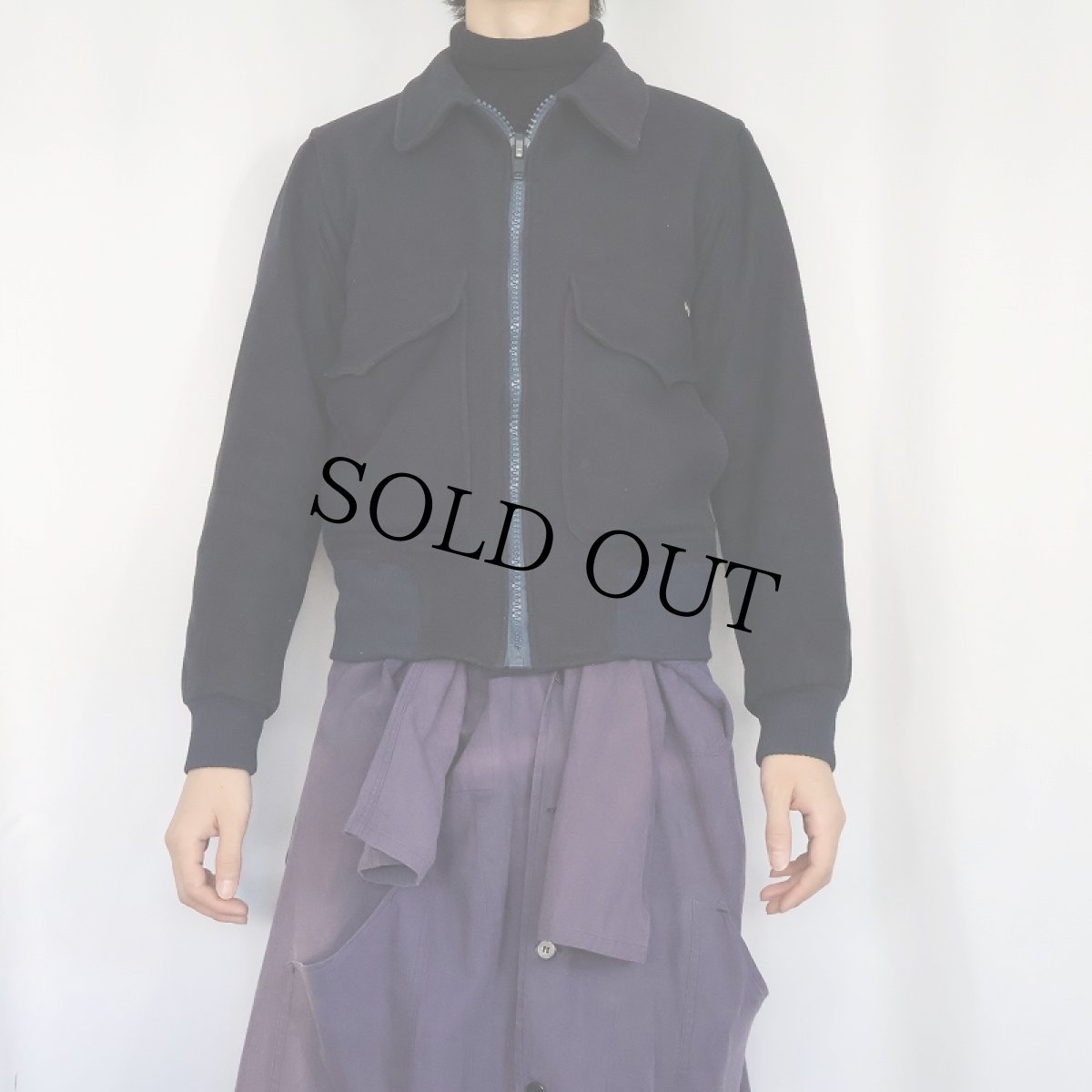 画像2: EURO Paul Boye ウールジップジャケット NAVY SIZE44 (2)