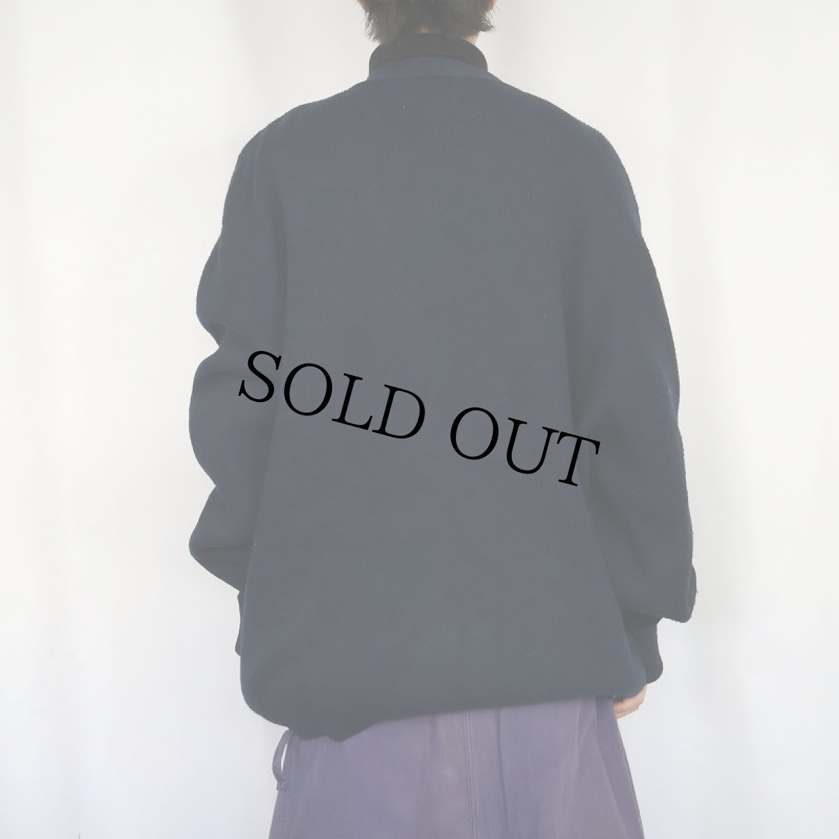 画像3: 90's Velva Sheen USA製 刺繍付き アクリルニットカーディガン NAVY XXL (3)