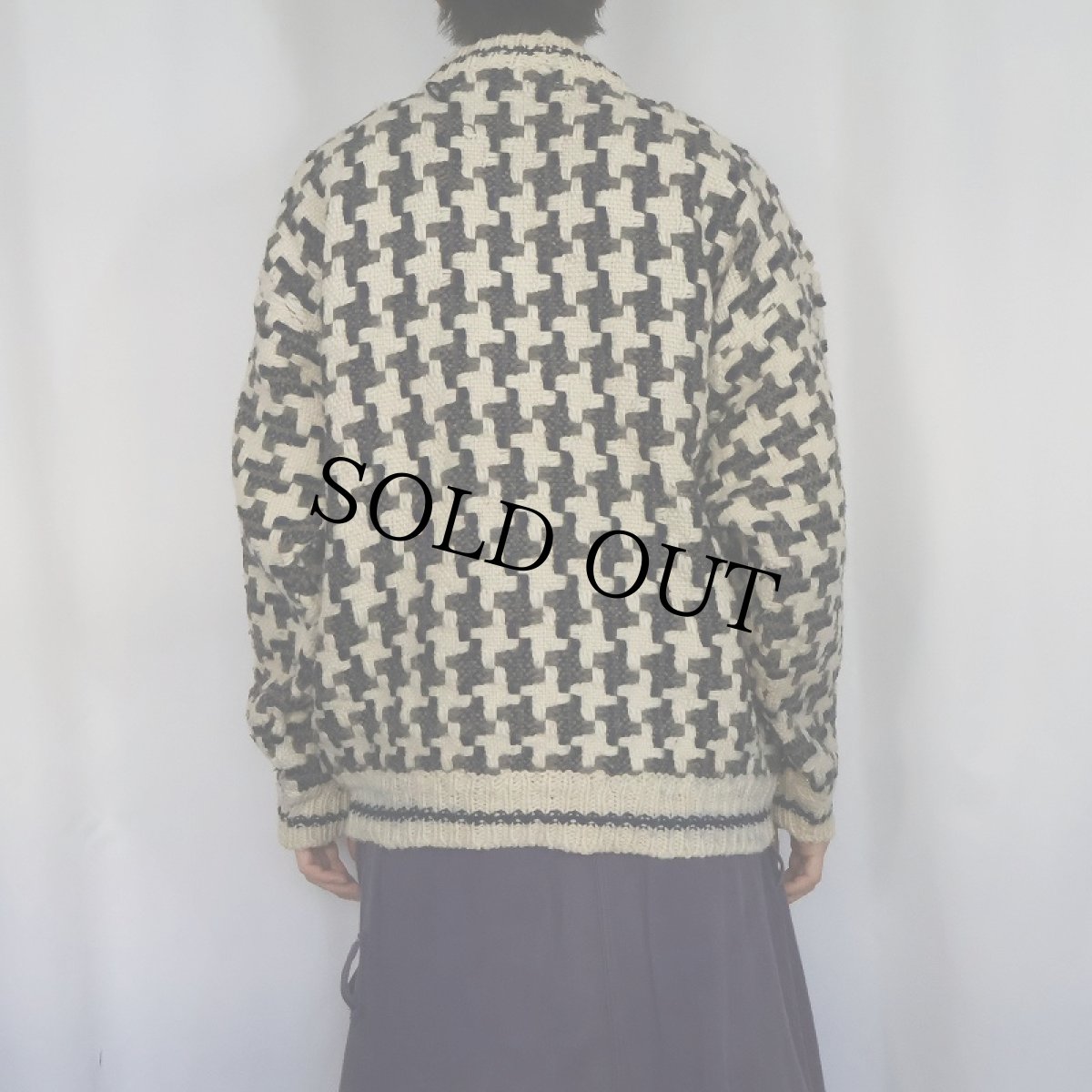 画像3: ECUADOR製 総柄 ウールニットセーター XL (3)
