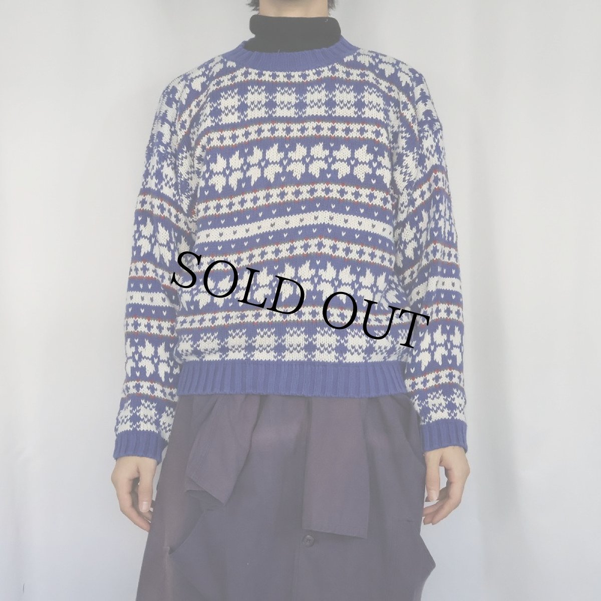 画像2: 90's Eddie Bauer ノルディック柄 コットンニットセーター M (2)