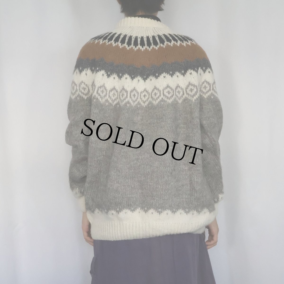 画像3: Trails of the Andes ノルディック柄 アルパカウールニットセーター L (3)