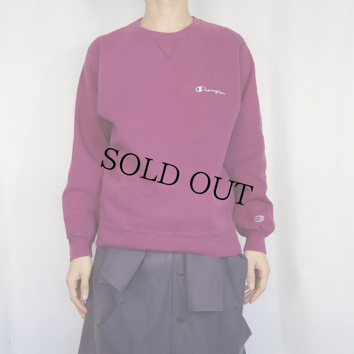 画像2: 80〜90's Champion USA製 青刺繍タグ 後期 前Vスウェット L (2)