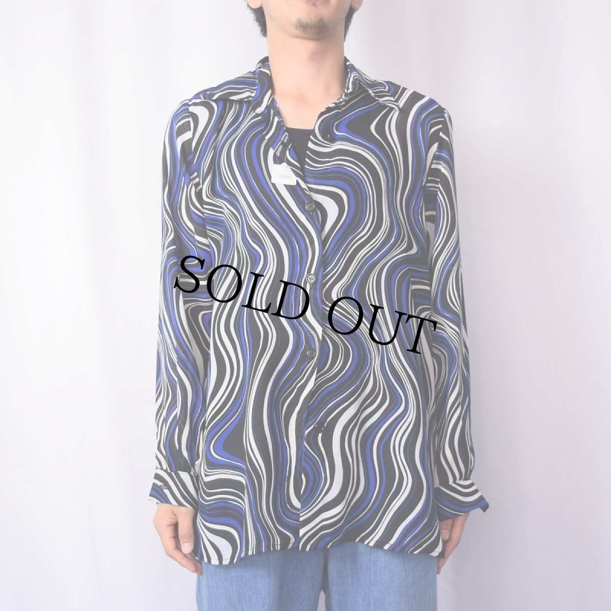 画像2: 90's〜 Mr. MAX CANADA製 マーブル柄 シースルーシャツ M (2)