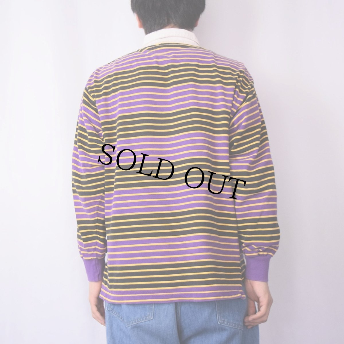 画像3: 80's Coca-Cola マルチボーダー柄 ロゴプリント ラガーシャツ (3)