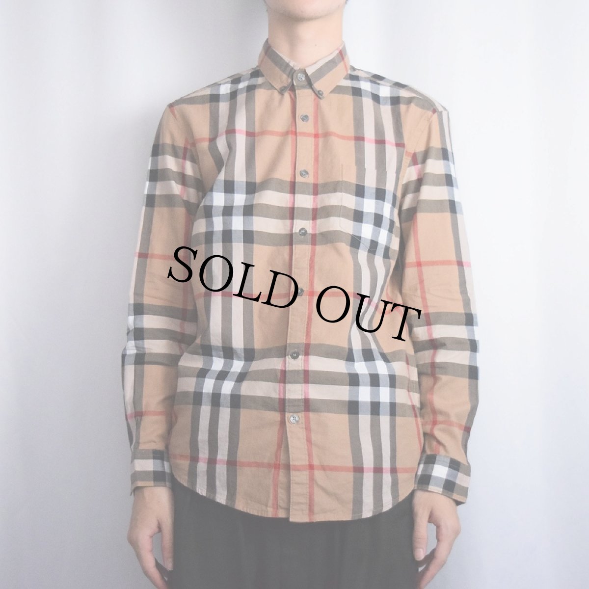 画像2: BURBERRY BRIT バーバリーチェック柄 コットンボタンダウンシャツ M (2)
