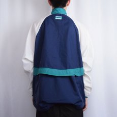 画像3: 90〜2000's NIKE ロゴ刺繍 切り替えデザイン ナイロンプルオーバージャケット NAVY×GREEN  L (3)