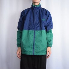 画像3: 90〜2000's NIKE ロゴ刺繍 切り替えデザイン ナイロンジャケット NAVY×GREEN XL (3)