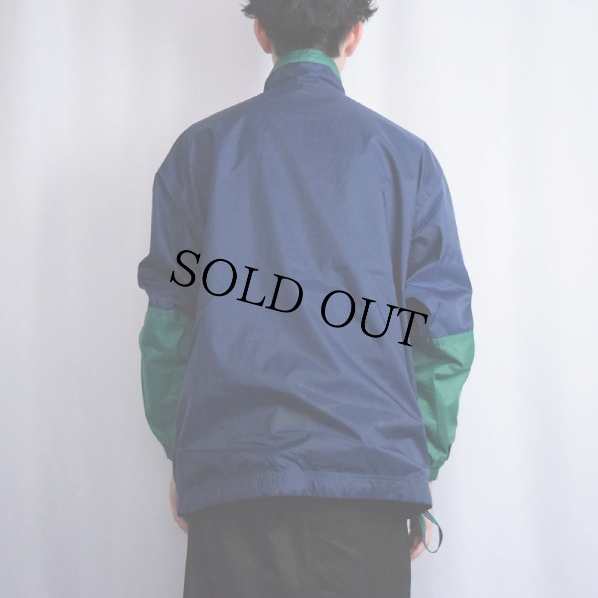 画像4: 90〜2000's NIKE ロゴ刺繍 切り替えデザイン ナイロンジャケット NAVY×GREEN XL (4)