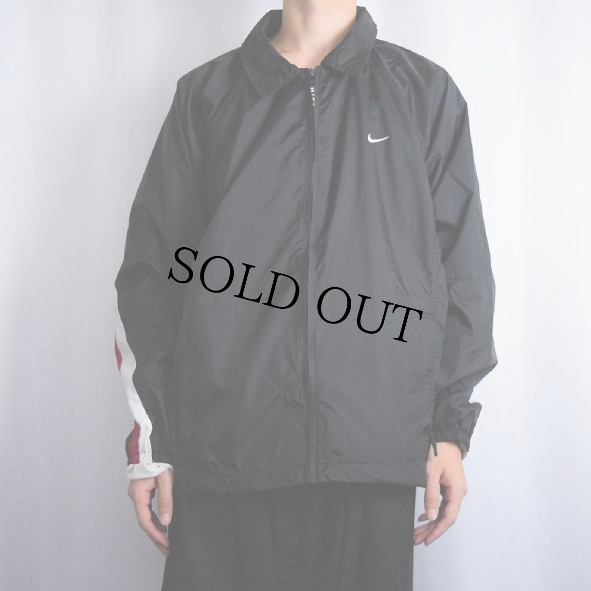 画像3: NIKE ロゴ刺繍 切り替えデザイン ナイロンジャケット BLACK XL (3)