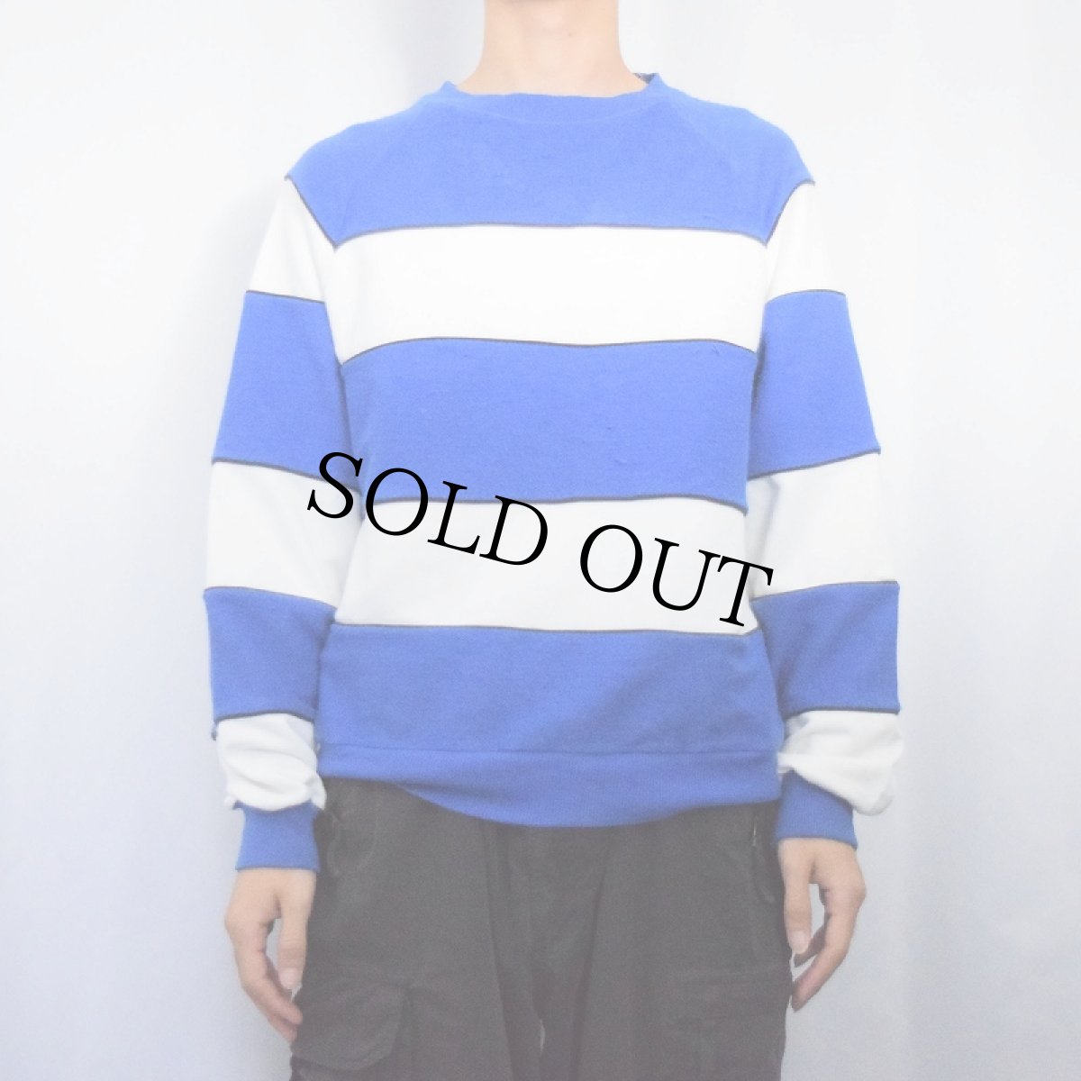 画像2: 【SALE】 GOOLAGONG SPORT ボーダー切り替え ラグランスウェット L (2)