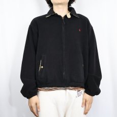 画像2: [お客様お支払い処理中]POLO Ralph Lauren ロゴ刺繍 フリーススイングトップ BLACK L (2)