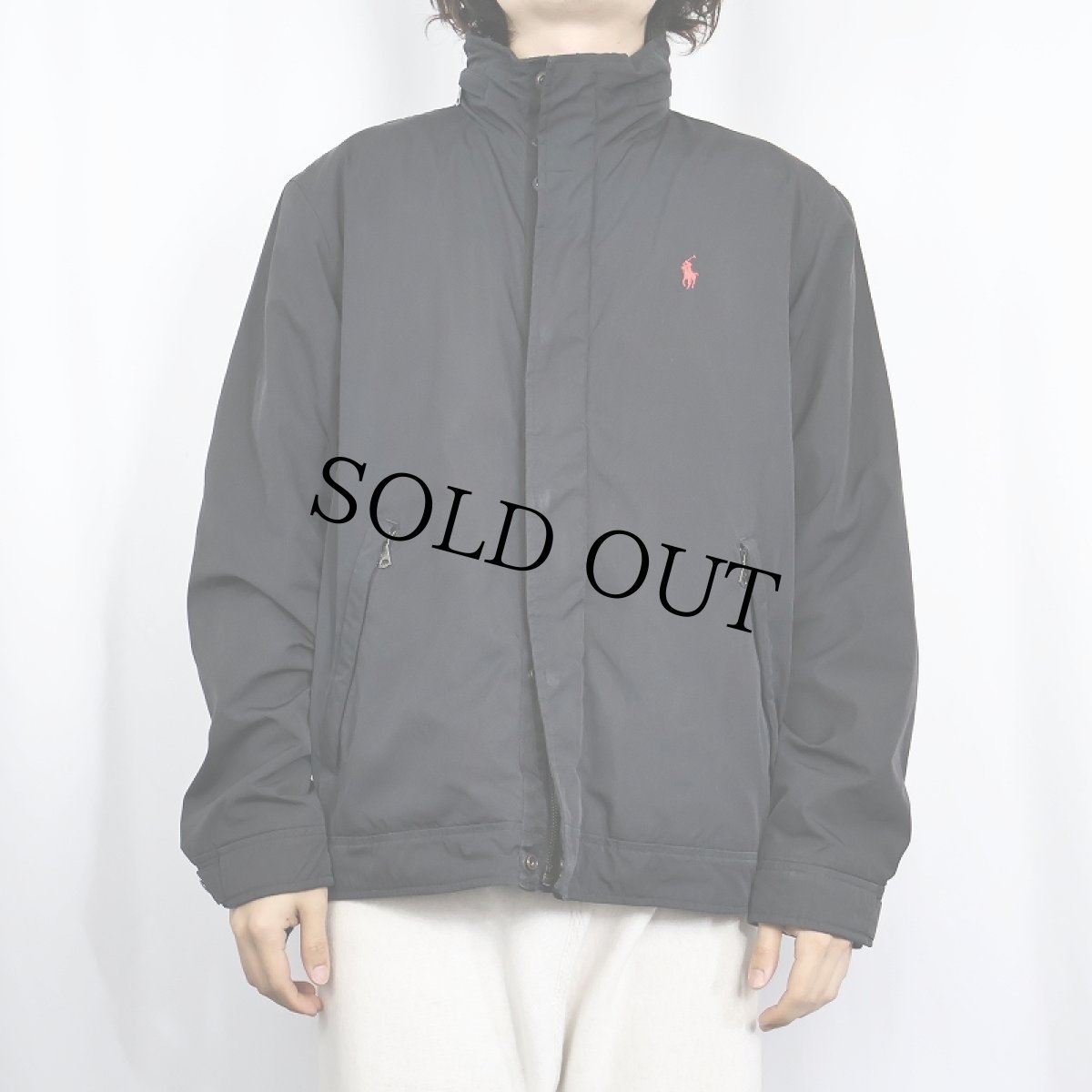 画像2: POLO Ralph Lauren ロゴ刺繍 裏フリース ソフトシェルジャケット BLACK M (2)