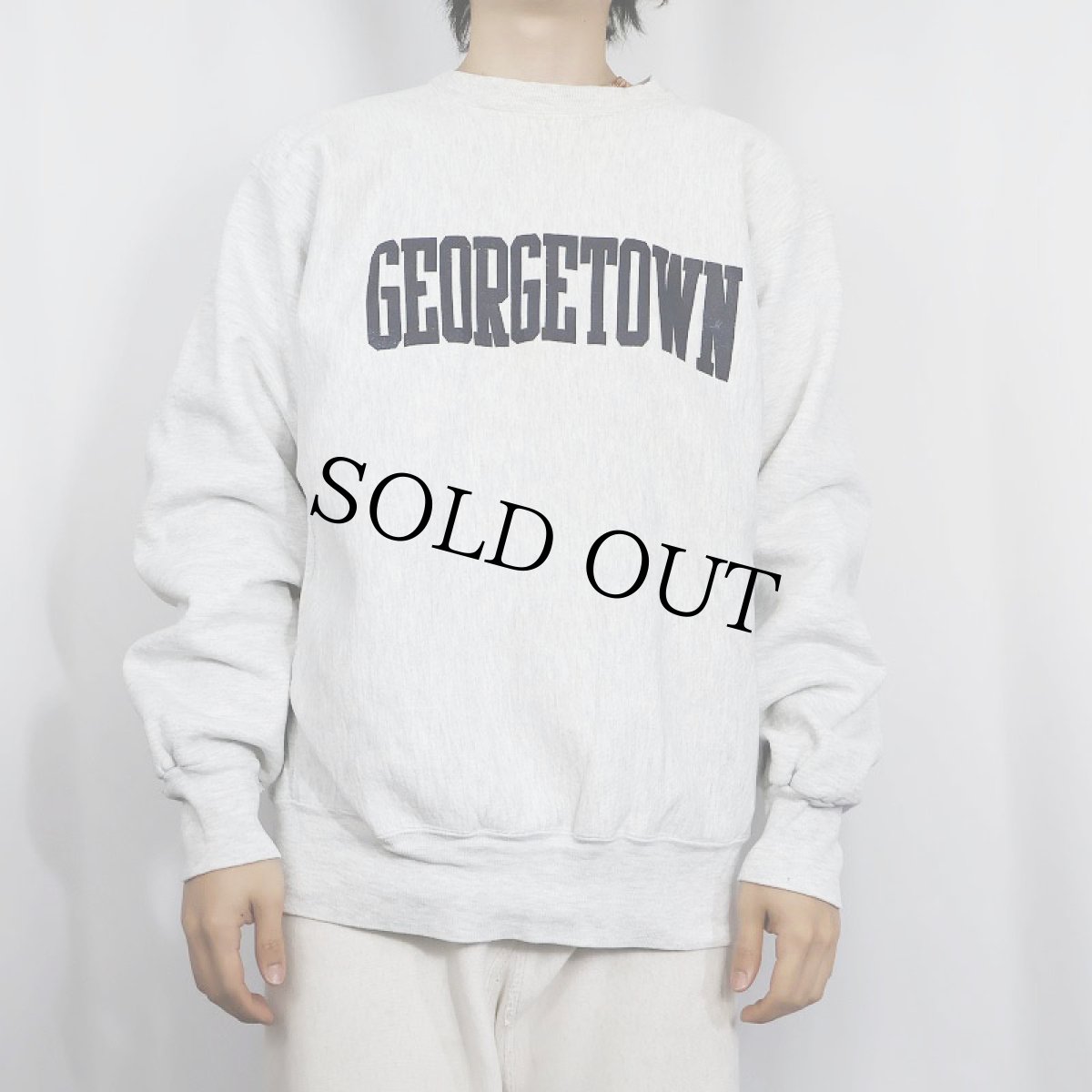 画像2: 90's MV SPORT REVERSE WEAVE TYPE USA製 "GEROGETOWN" プリントスウェット XL (2)