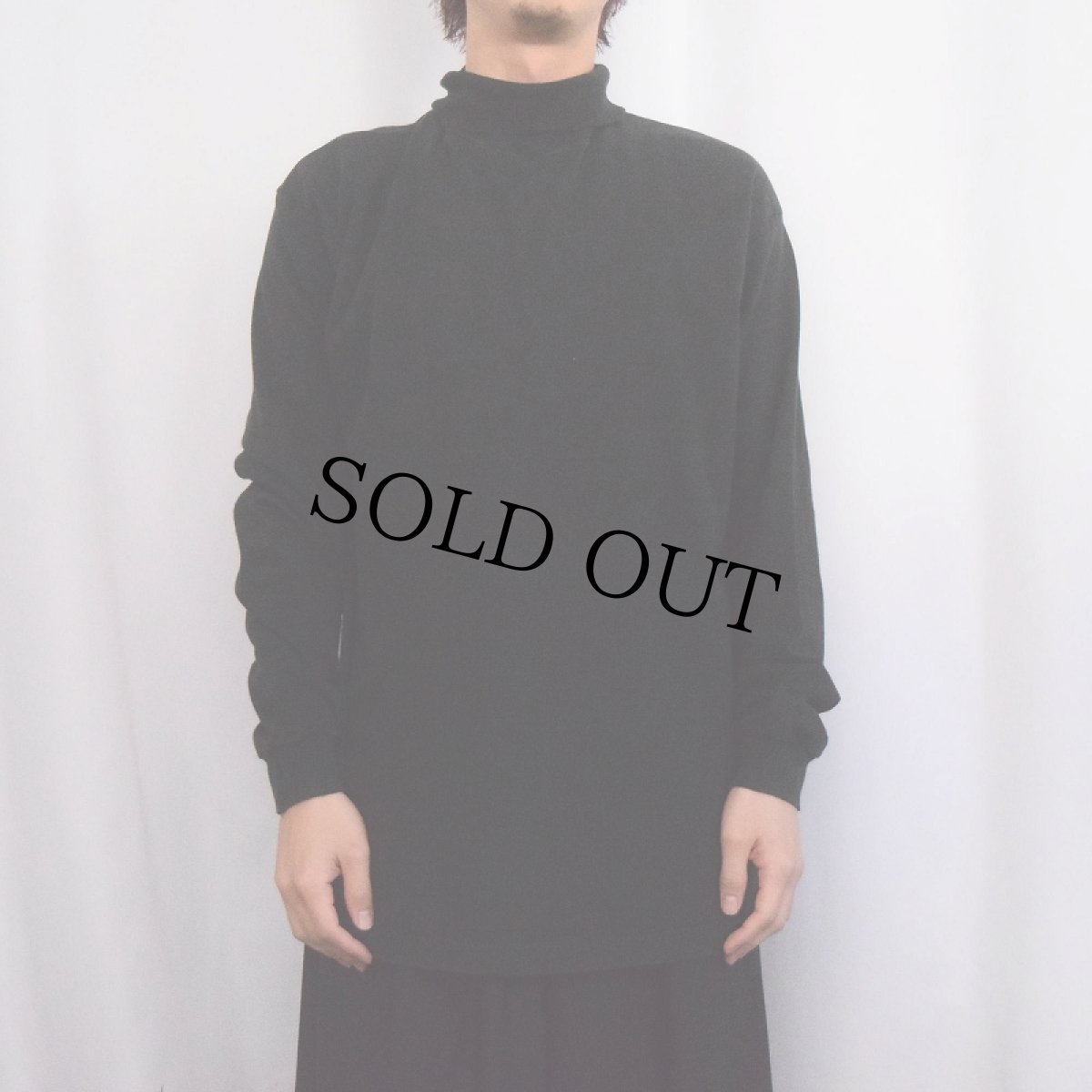 画像2: 90's FRUIT OF THE LOOM USA製 タートルネックロンT BLACK L (2)
