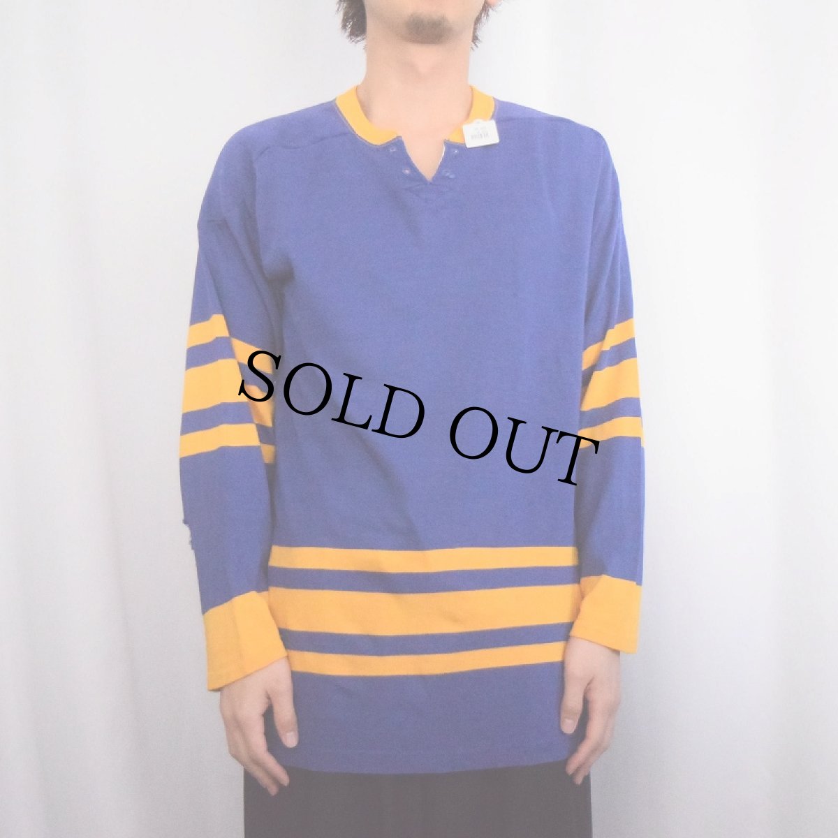 画像3: 60〜70's bauer レースアップ レーヨンフットボールTシャツ XL (3)