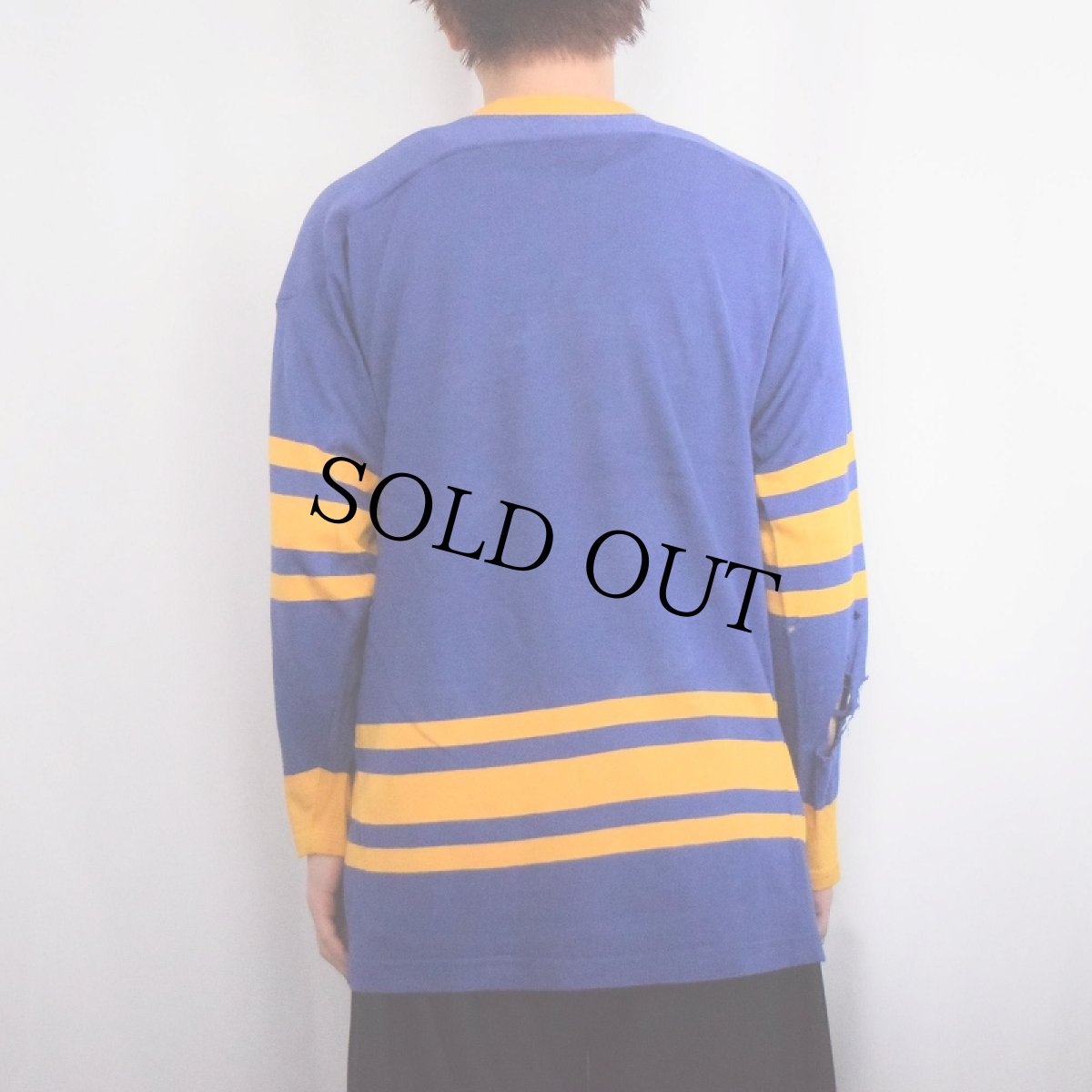 画像4: 60〜70's bauer レースアップ レーヨンフットボールTシャツ XL (4)