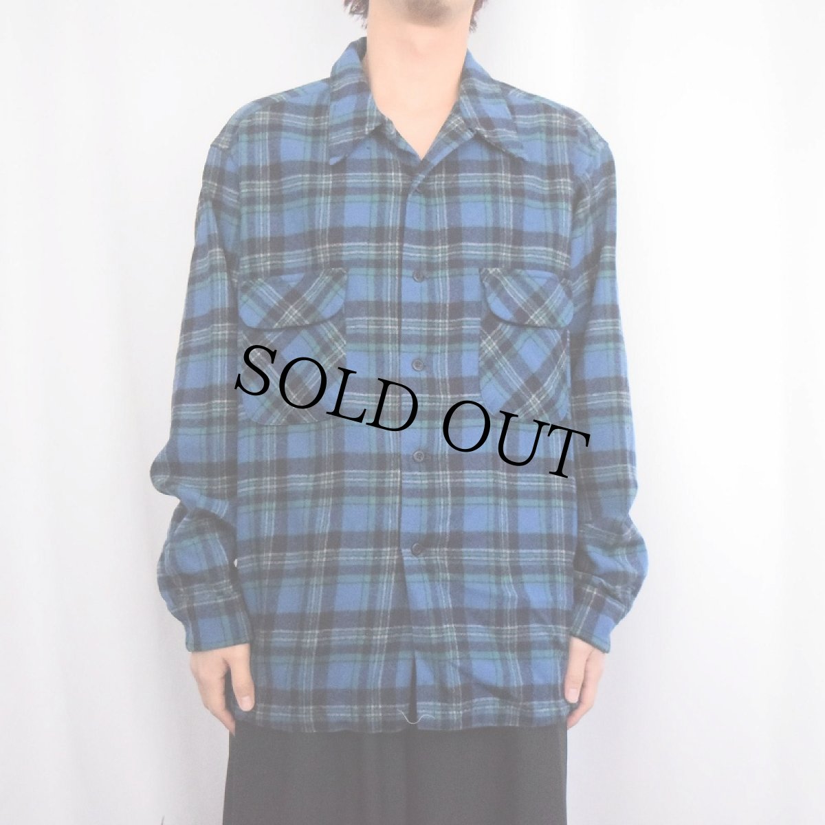 画像2: 70〜80's PENDLETON USA製 チェック柄 ウールオープンカラーシャツ XXL (2)
