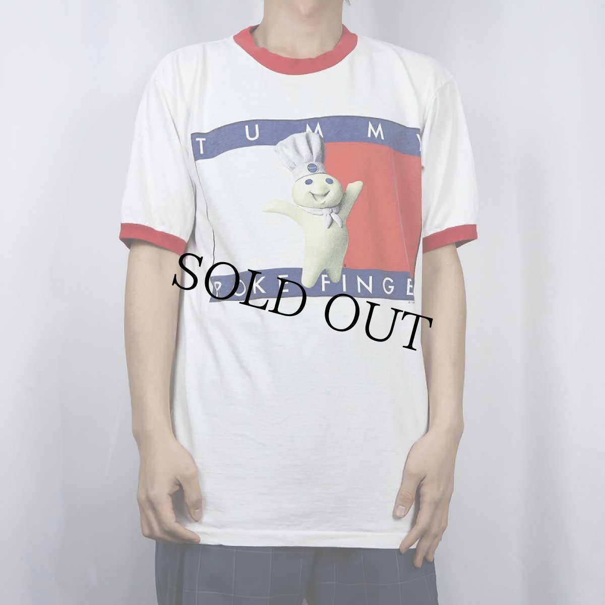 画像2: 90's Pillsbury Doughboy USA製 キャラクターパロディプリントTシャツ L (2)