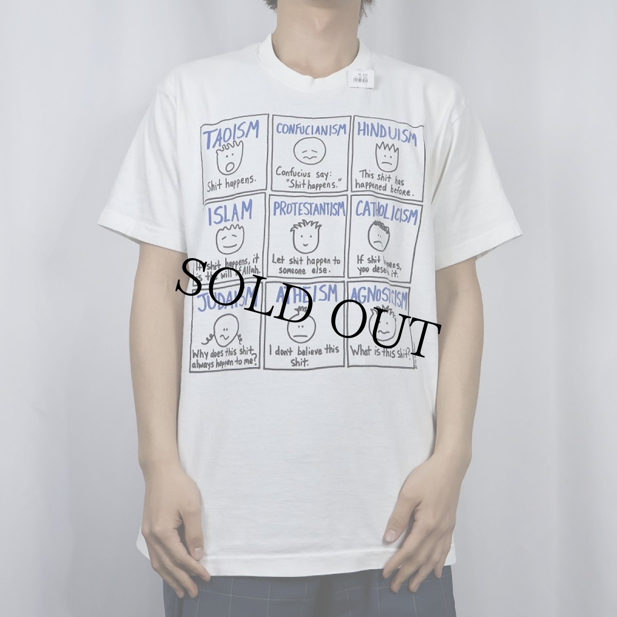 画像2: 90's halfmoon 宗教イラストプリントTシャツ L (2)