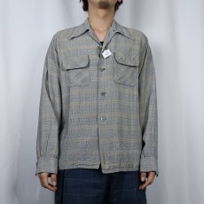 画像2: 50's Artvogue グレンチェック柄 オープンカラーシャツ M 15-15 1/2 (2)