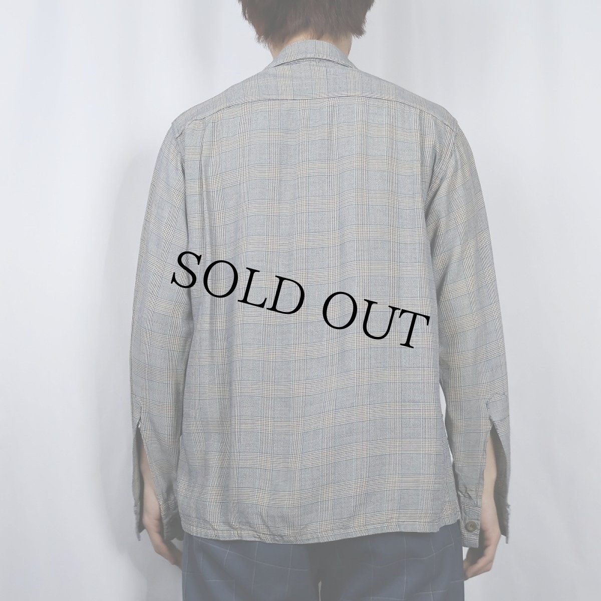 画像3: 50's Artvogue グレンチェック柄 オープンカラーシャツ M 15-15 1/2 (3)