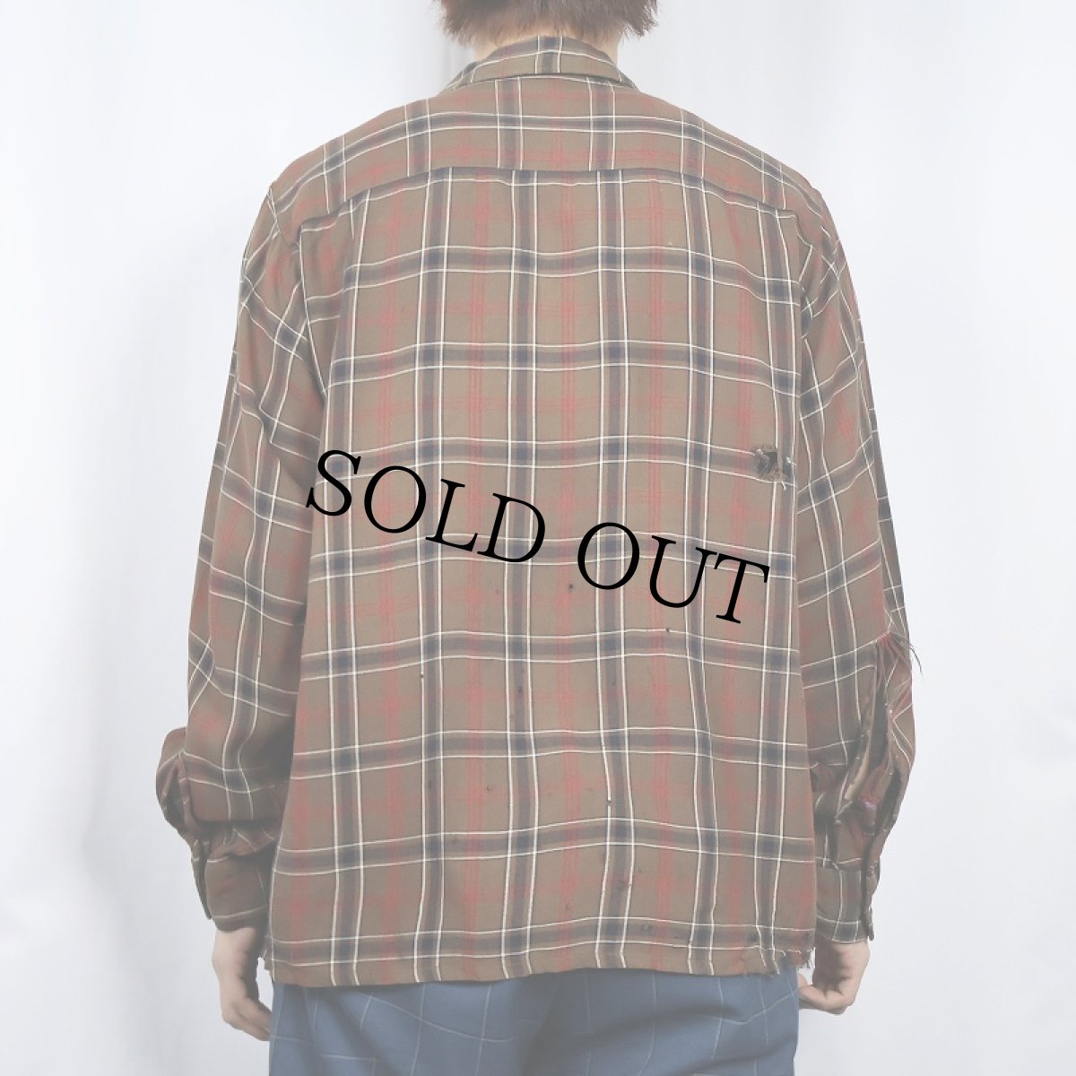 画像3: 60's Arc de Triomphe E&W チェック柄 オープンカラーシャツ 15 M 15 1/2 (3)