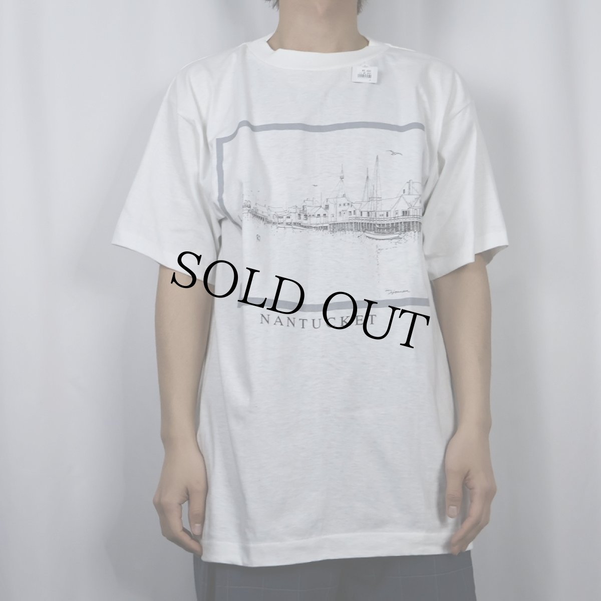 画像2: 90's USA製 "NANTUCKET" イラストプリントTシャツ L (2)