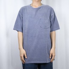 画像2: 90's BANANA REPUBLIC USA製 後染め 無地ポケットTシャツ S (2)
