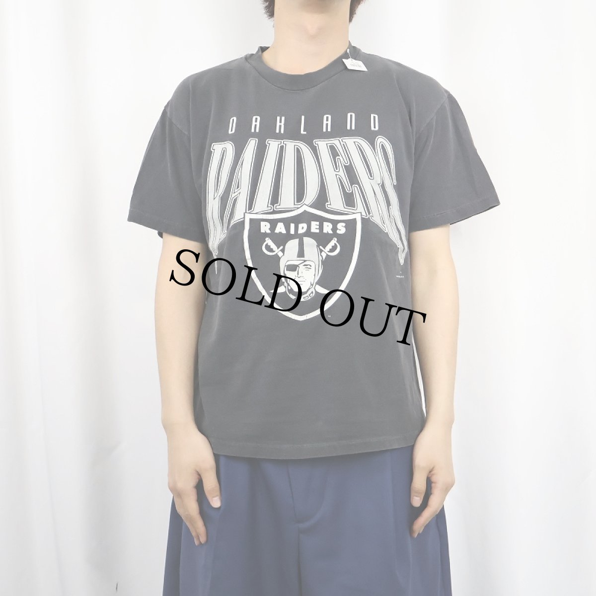 画像2: 90's RAIDERS NFLチーム ロゴプリントTシャツ BLACK M (2)