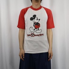 画像2: 80's Walt Disney World USA製 "MICKEY MOUSE" プリントラグランTシャツ L (2)