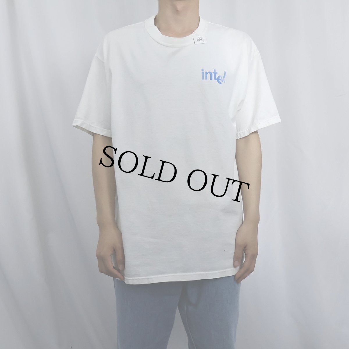 画像3: 2000's intel inside Pentium 4 コンピューター企業プリントTシャツ L (3)