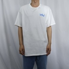 画像3: 2000's intel inside Pentium 4 コンピューター企業プリントTシャツ L (3)