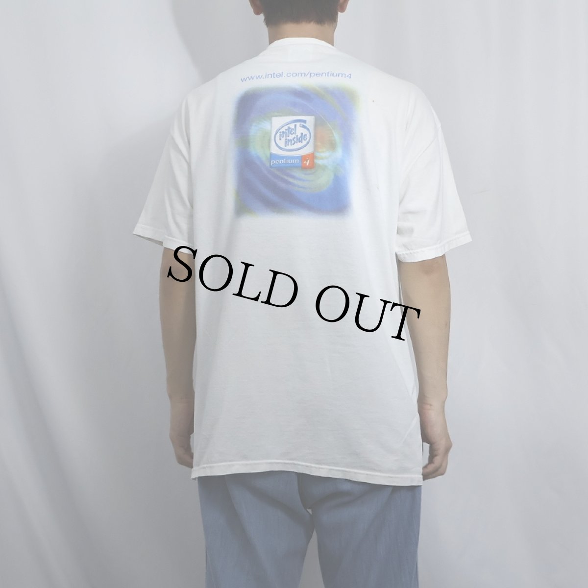 画像4: 2000's intel inside Pentium 4 コンピューター企業プリントTシャツ L (4)